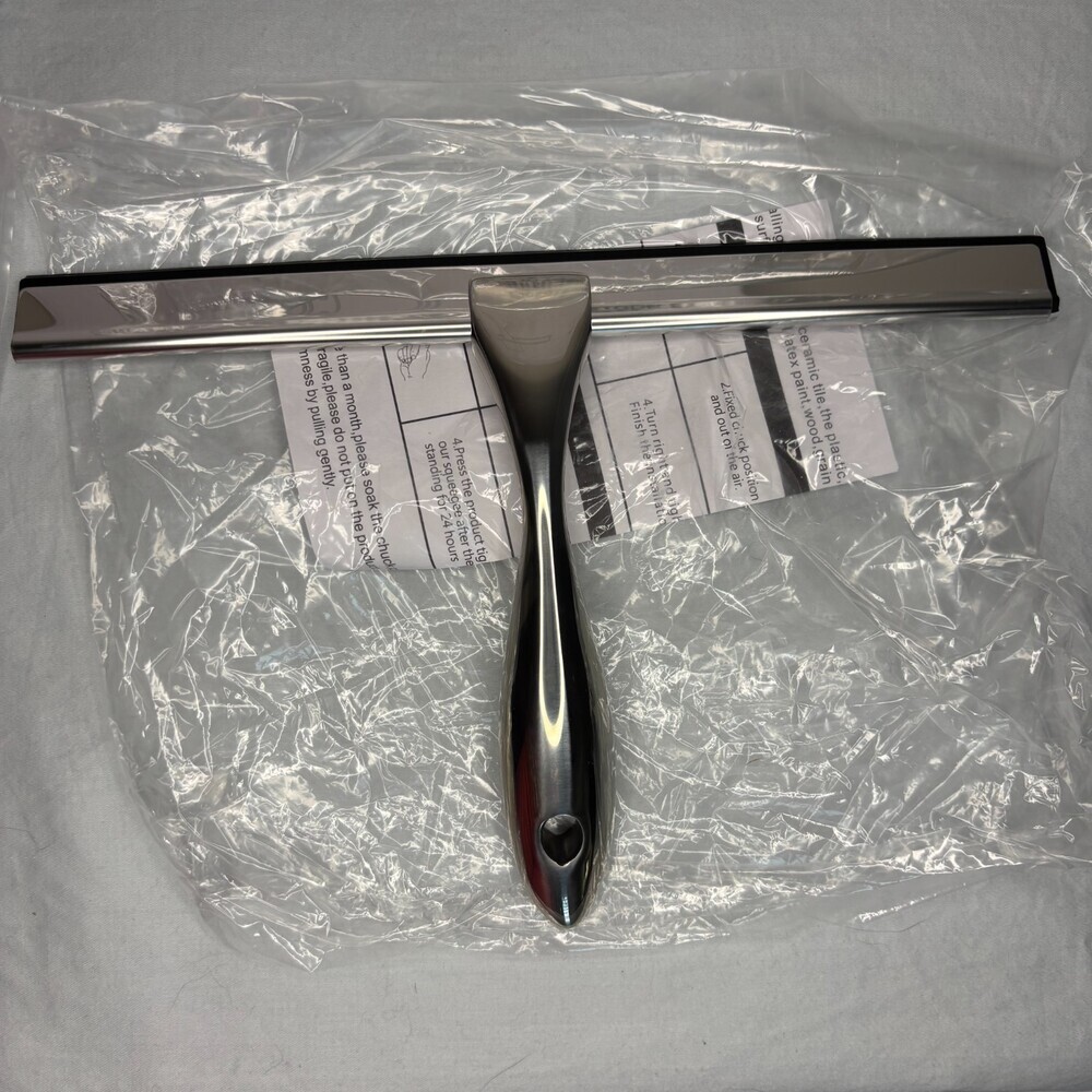 NEW 10" Squeegee with 2 hanging options Silver Shower Window Cleaner Glass Doors